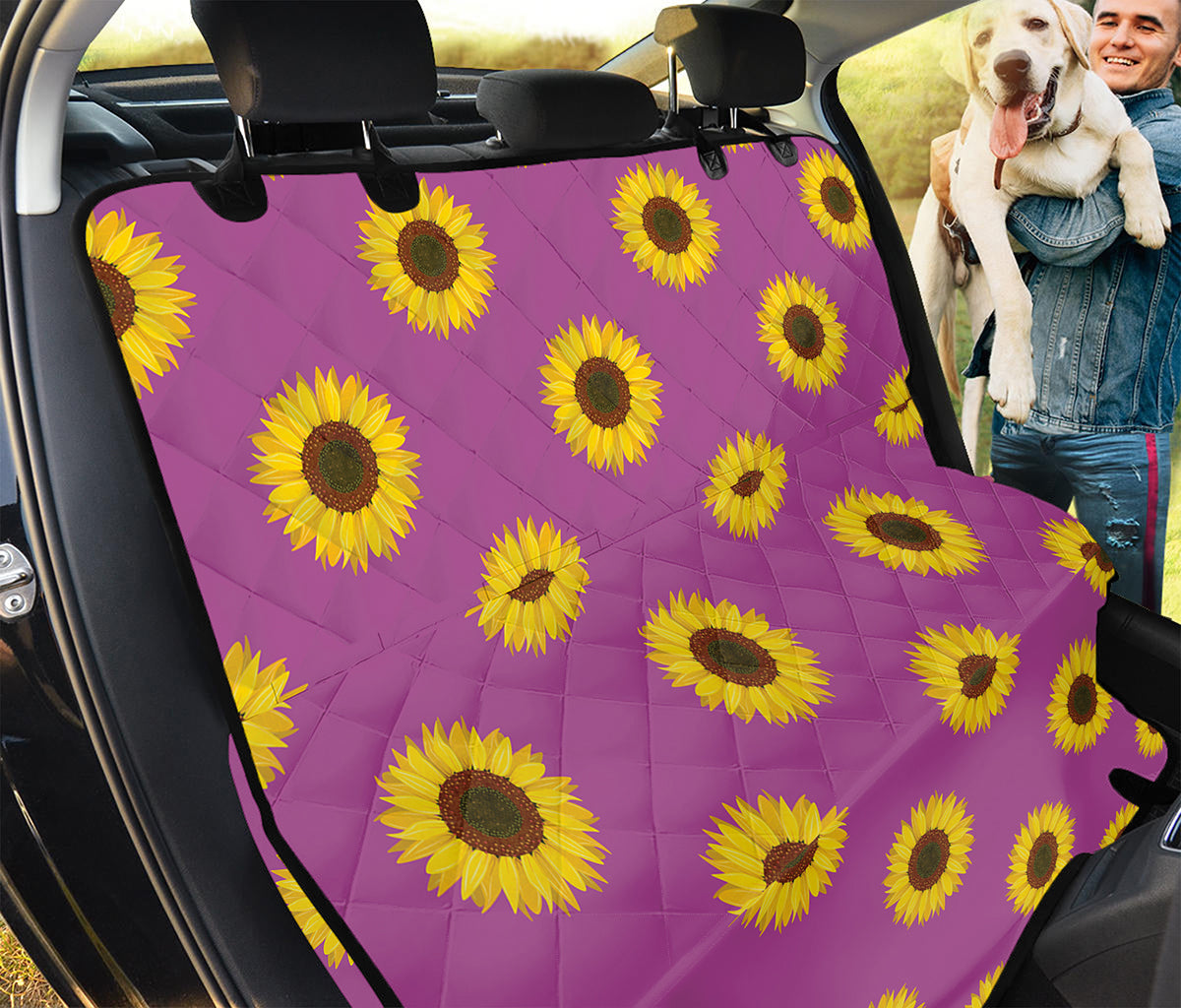 Magenta Pink Sunflower Pattern Print Pet Car Back Seat Cover