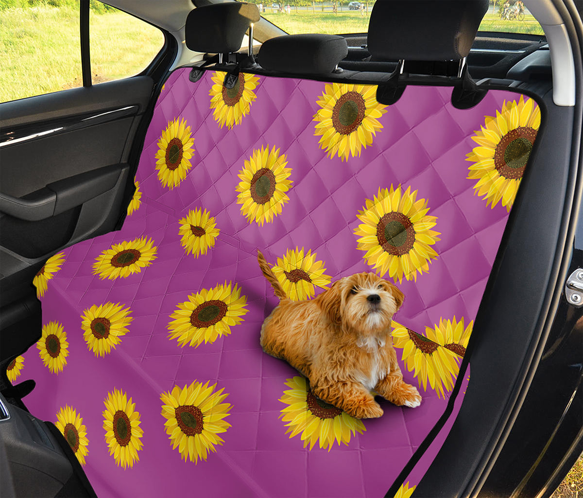 Magenta Pink Sunflower Pattern Print Pet Car Back Seat Cover