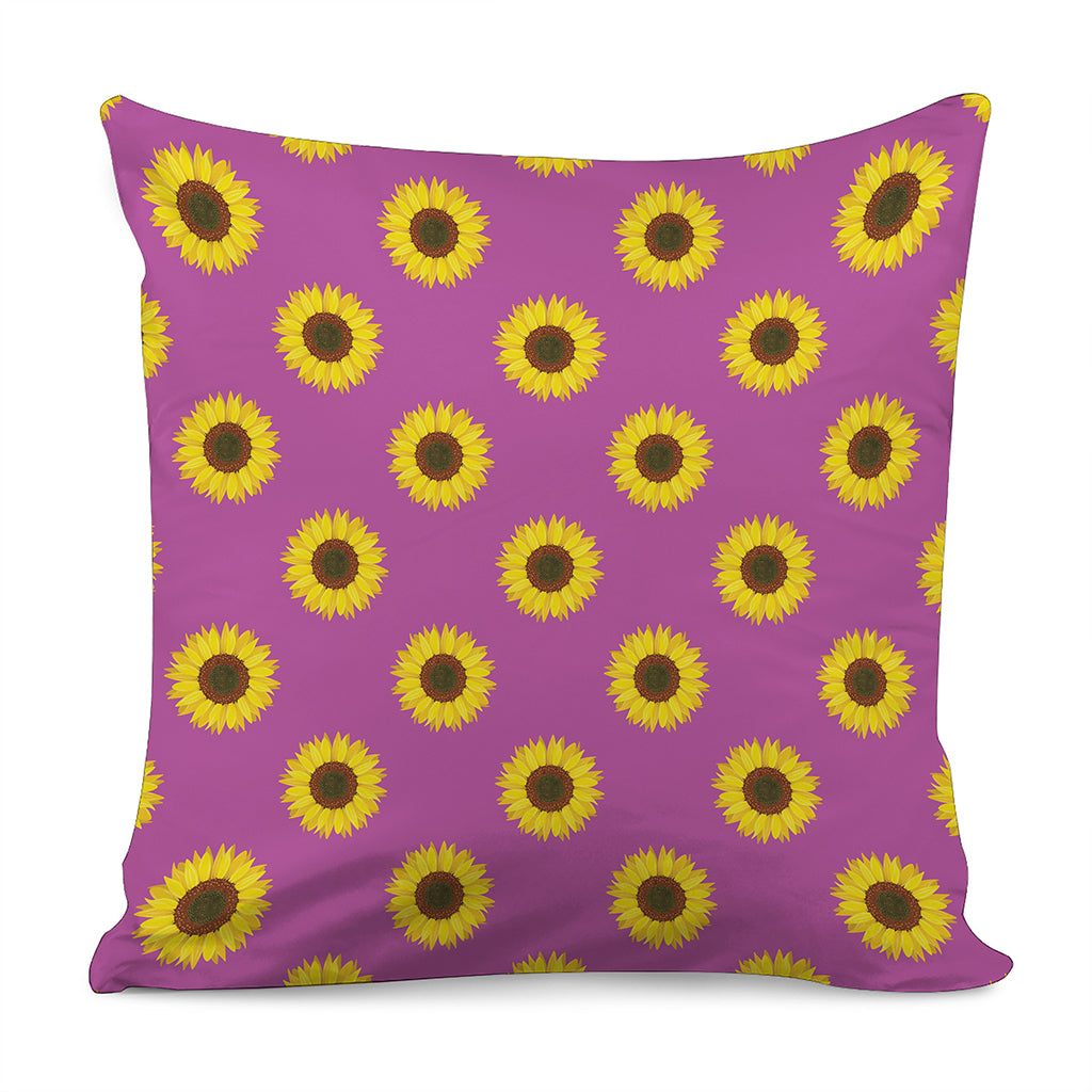 Magenta Pink Sunflower Pattern Print Pillow Cover