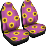 Magenta Pink Sunflower Pattern Print Universal Fit Car Seat Covers