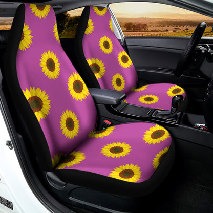 Magenta Pink Sunflower Pattern Print Universal Fit Car Seat Covers