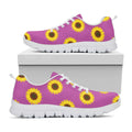 Magenta Pink Sunflower Pattern Print White Running Shoes