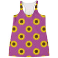 Magenta Pink Sunflower Pattern Print Women's Racerback Tank Top