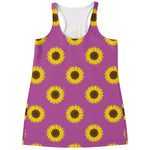 Magenta Pink Sunflower Pattern Print Women's Racerback Tank Top