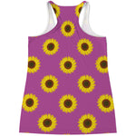 Magenta Pink Sunflower Pattern Print Women's Racerback Tank Top