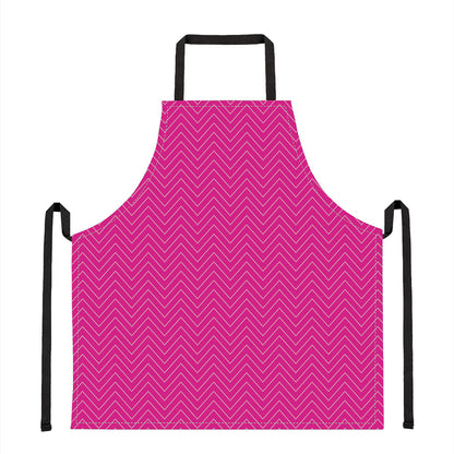 Magenta Pink Zigzag Pattern Print Apron