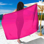 Magenta Pink Zigzag Pattern Print Beach Sarong Wrap