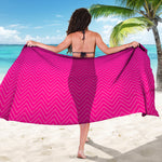 Magenta Pink Zigzag Pattern Print Beach Sarong Wrap