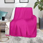 Magenta Pink Zigzag Pattern Print Blanket