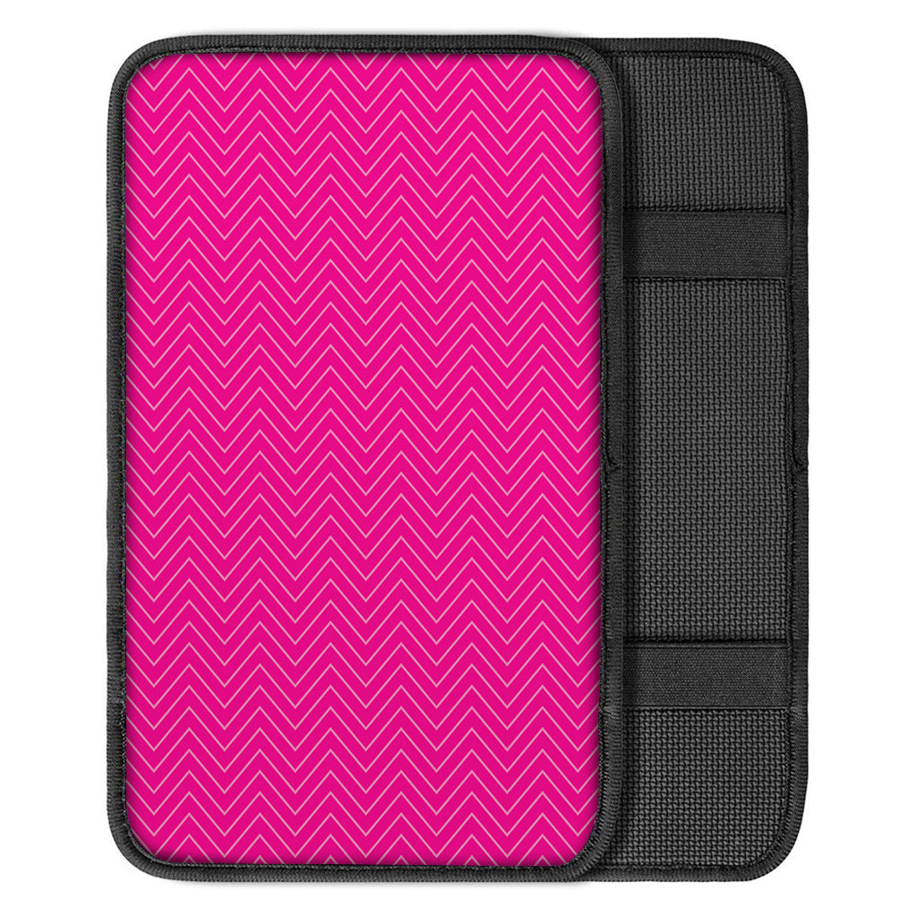 Magenta Pink Zigzag Pattern Print Car Center Console Cover