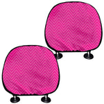 Magenta Pink Zigzag Pattern Print Car Headrest Covers
