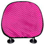 Magenta Pink Zigzag Pattern Print Car Headrest Covers