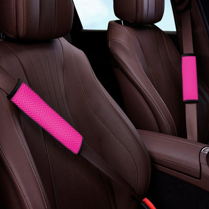 Magenta Pink Zigzag Pattern Print Car Seat Belt Covers