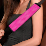 Magenta Pink Zigzag Pattern Print Car Seat Belt Covers