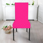 Magenta Pink Zigzag Pattern Print Dining Chair Slipcover