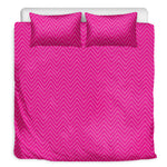 Magenta Pink Zigzag Pattern Print Duvet Cover Bedding Set
