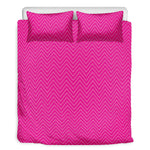 Magenta Pink Zigzag Pattern Print Duvet Cover Bedding Set