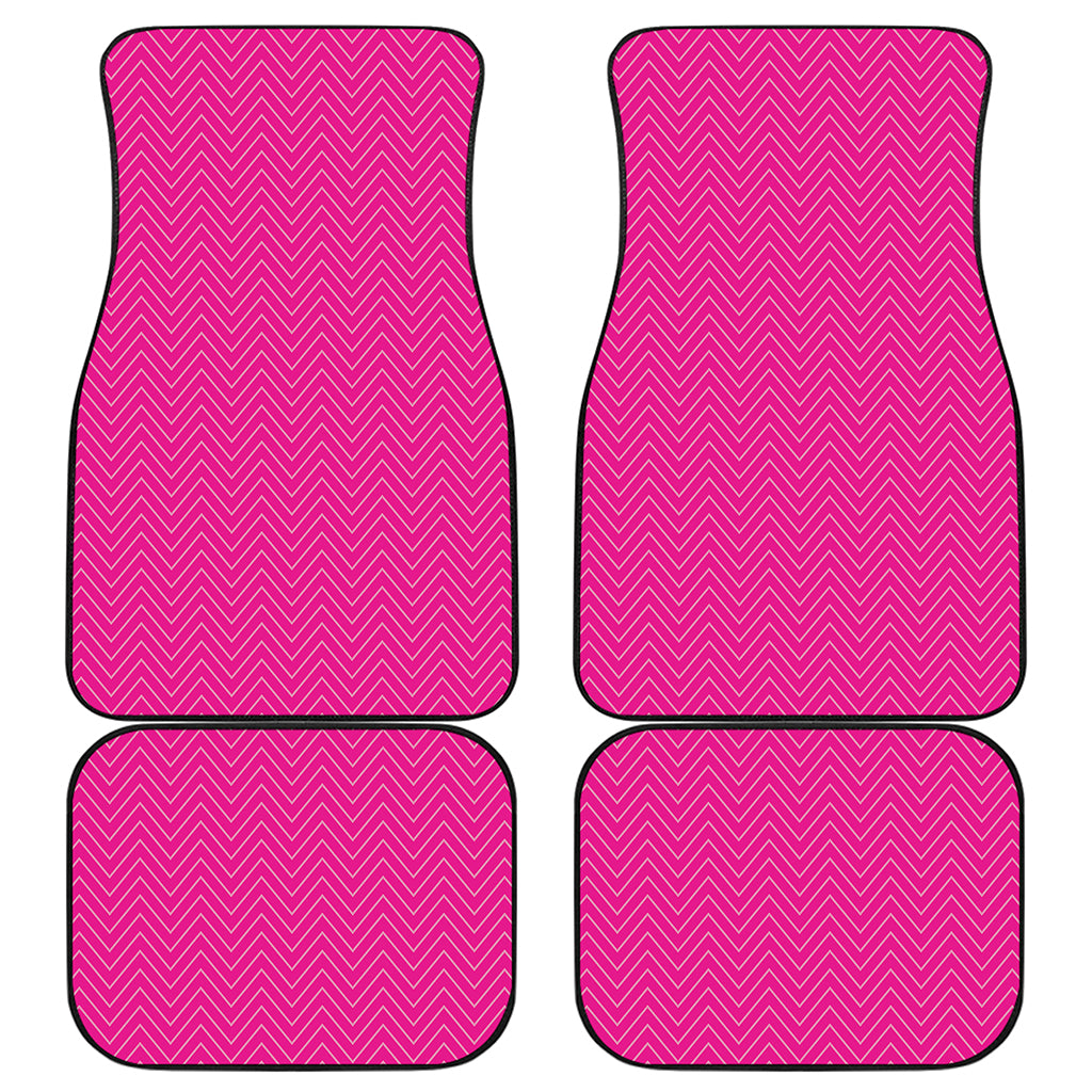 Magenta Pink Zigzag Pattern Print Front and Back Car Floor Mats