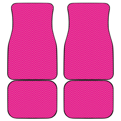 Magenta Pink Zigzag Pattern Print Front and Back Car Floor Mats