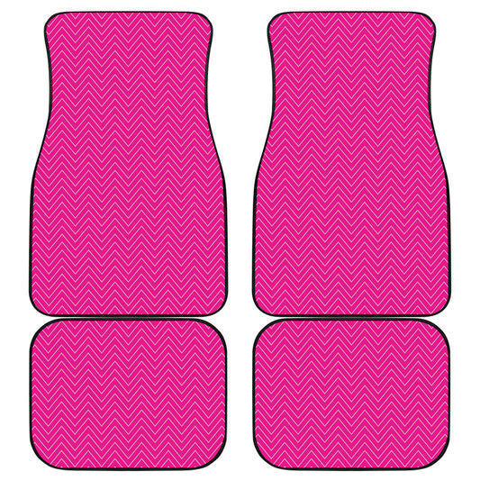 Magenta Pink Zigzag Pattern Print Front and Back Car Floor Mats