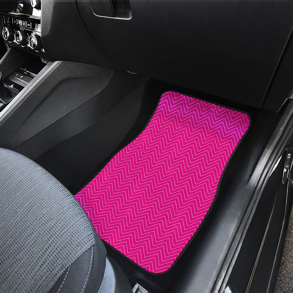Magenta Pink Zigzag Pattern Print Front and Back Car Floor Mats