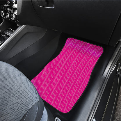 Magenta Pink Zigzag Pattern Print Front and Back Car Floor Mats