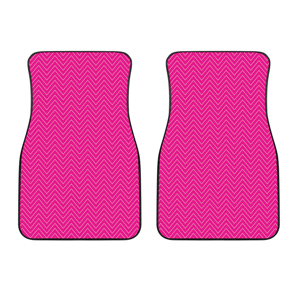 Magenta Pink Zigzag Pattern Print Front Car Floor Mats