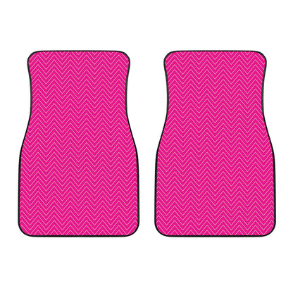 Magenta Pink Zigzag Pattern Print Front Car Floor Mats