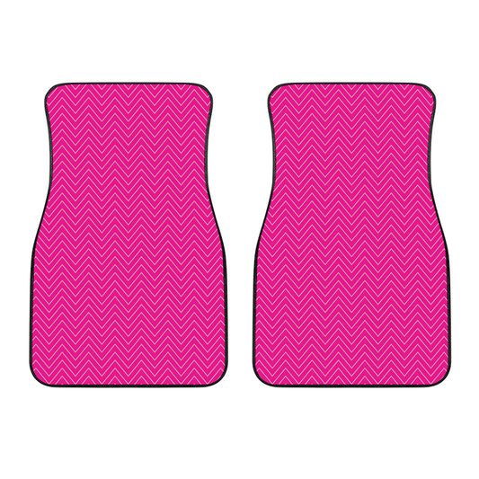 Magenta Pink Zigzag Pattern Print Front Car Floor Mats