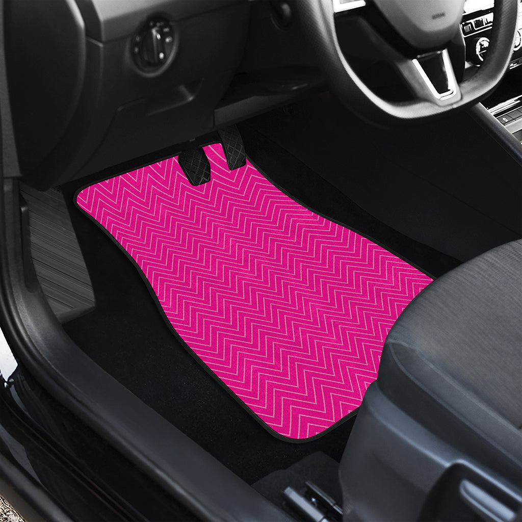 Magenta Pink Zigzag Pattern Print Front Car Floor Mats