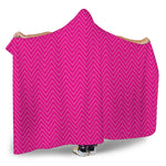 Magenta Pink Zigzag Pattern Print Hooded Blanket