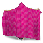 Magenta Pink Zigzag Pattern Print Hooded Blanket