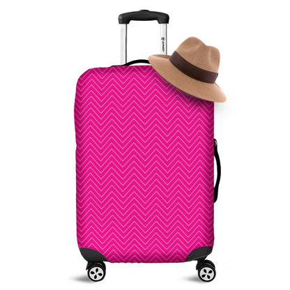 Magenta Pink Zigzag Pattern Print Luggage Cover