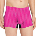 Magenta Pink Zigzag Pattern Print Men's Boxer Briefs