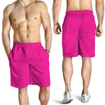 Magenta Pink Zigzag Pattern Print Men's Shorts