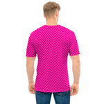 Magenta Pink Zigzag Pattern Print Men's T-Shirt
