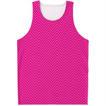Magenta Pink Zigzag Pattern Print Men's Tank Top
