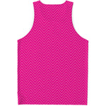 Magenta Pink Zigzag Pattern Print Men's Tank Top