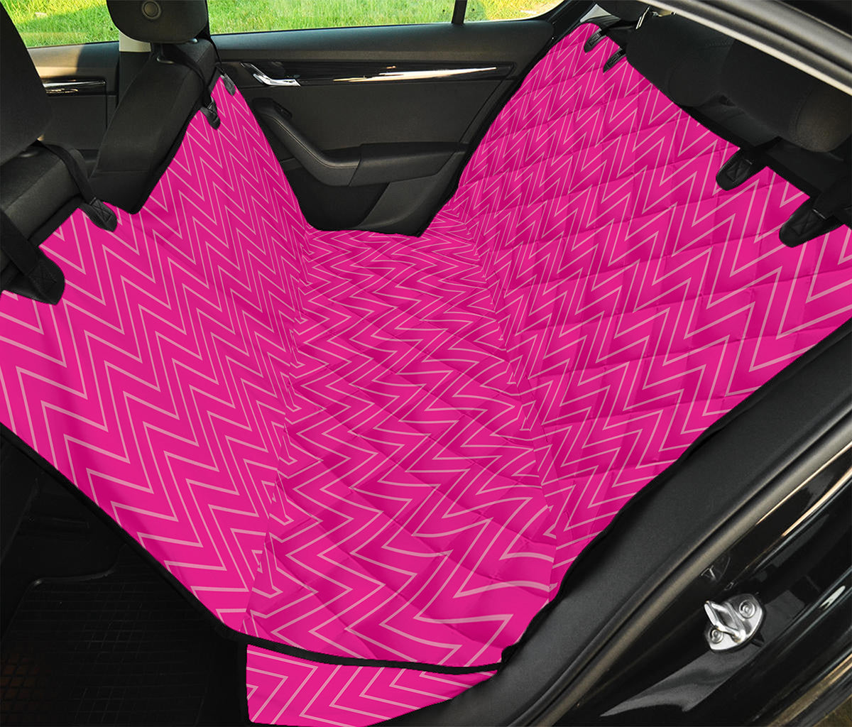 Magenta Pink Zigzag Pattern Print Pet Car Back Seat Cover