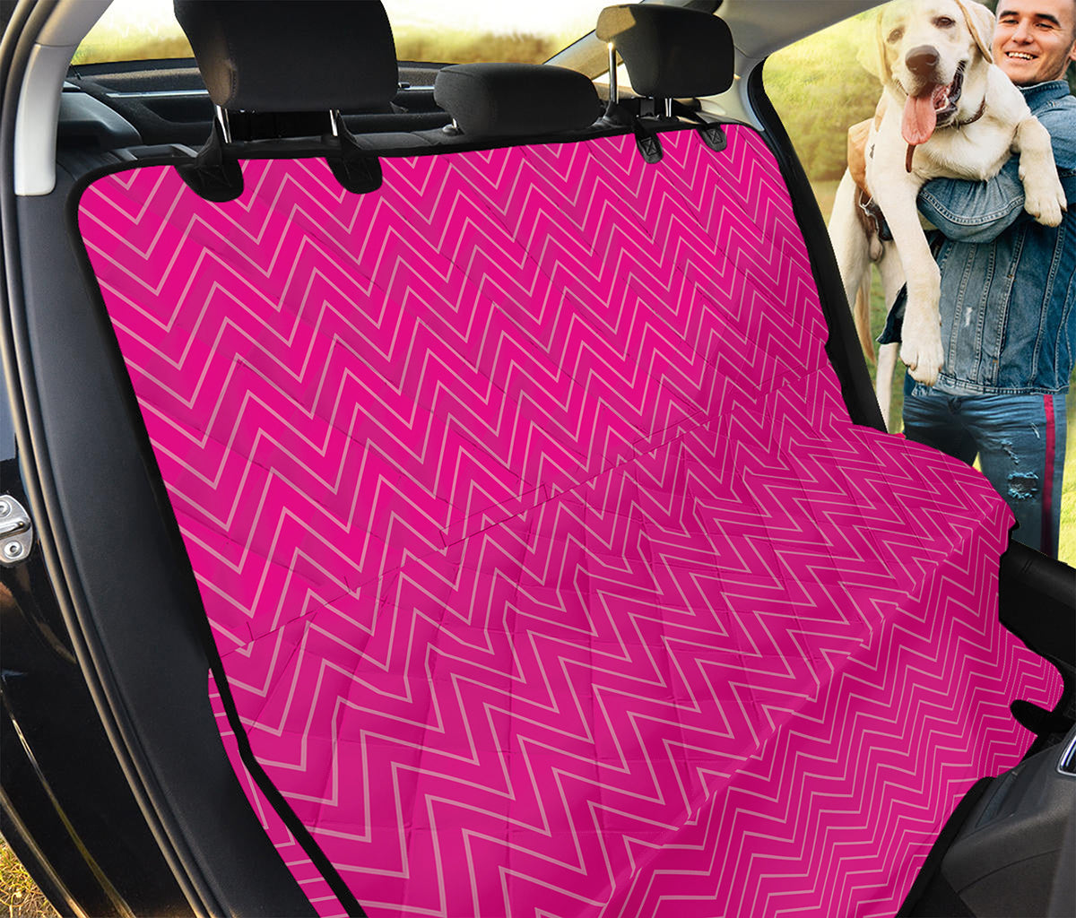 Magenta Pink Zigzag Pattern Print Pet Car Back Seat Cover
