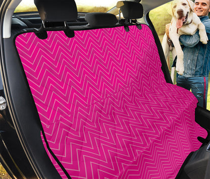Magenta Pink Zigzag Pattern Print Pet Car Back Seat Cover