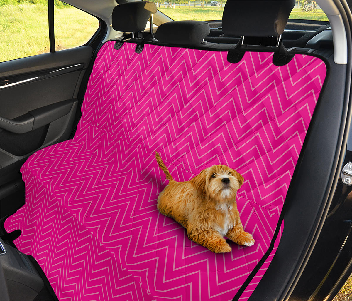 Magenta Pink Zigzag Pattern Print Pet Car Back Seat Cover