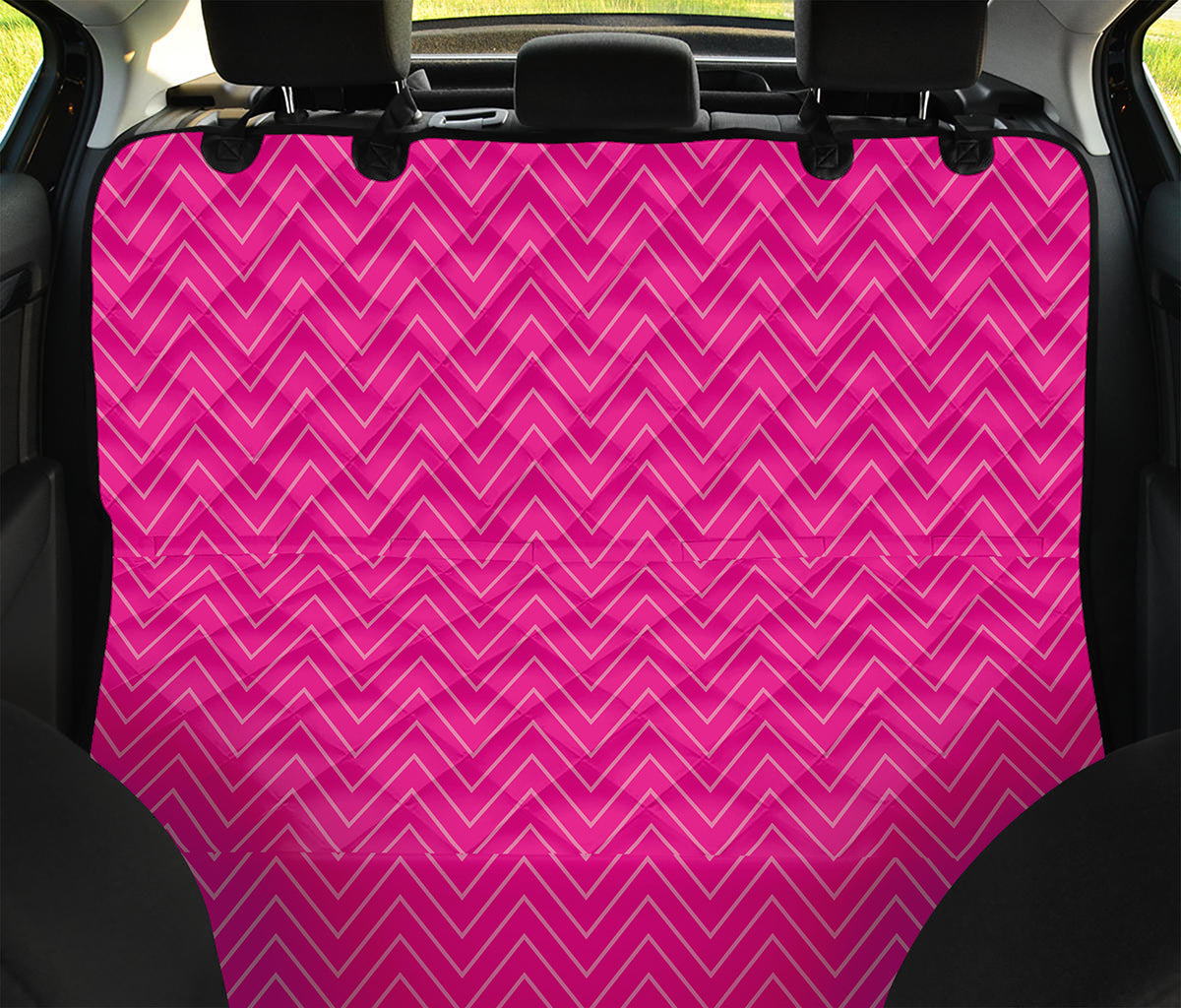 Magenta Pink Zigzag Pattern Print Pet Car Back Seat Cover