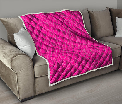 Magenta Pink Zigzag Pattern Print Quilt