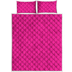 Magenta Pink Zigzag Pattern Print Quilt Bed Set