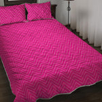 Magenta Pink Zigzag Pattern Print Quilt Bed Set