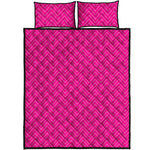 Magenta Pink Zigzag Pattern Print Quilt Bed Set