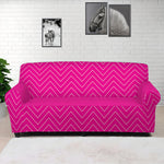 Magenta Pink Zigzag Pattern Print Sofa Cover