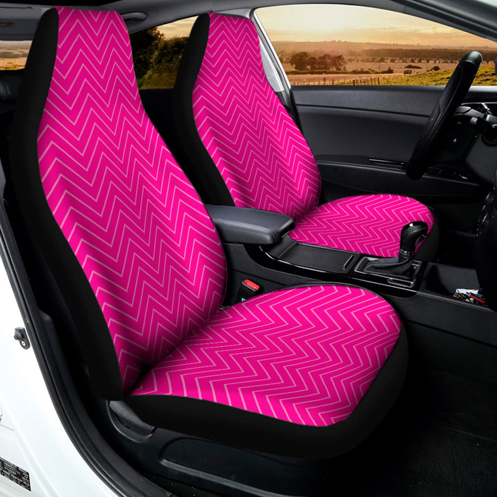 Magenta Pink Zigzag Pattern Print Universal Fit Car Seat Covers