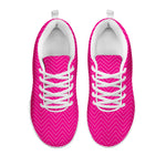 Magenta Pink Zigzag Pattern Print White Sneakers